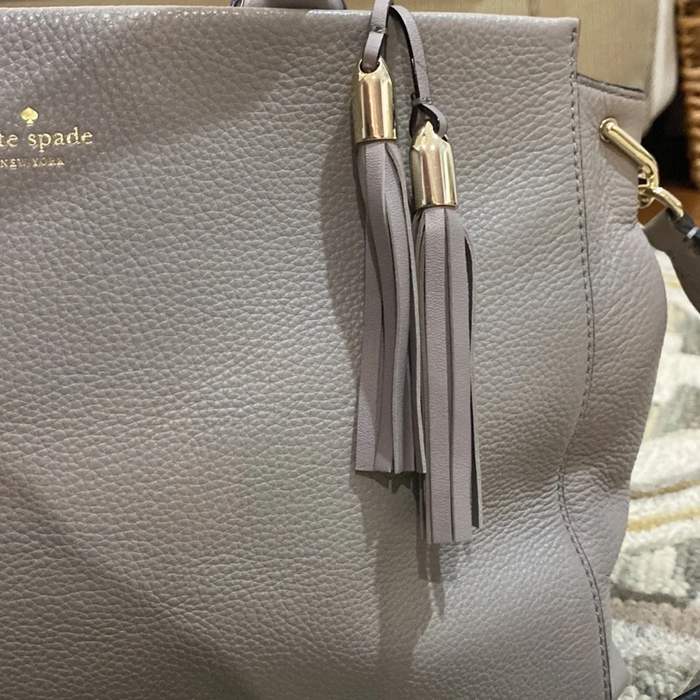 ♠️ Kate spade beautiful gray leather large top handle satchel shoulder bag ♠️
